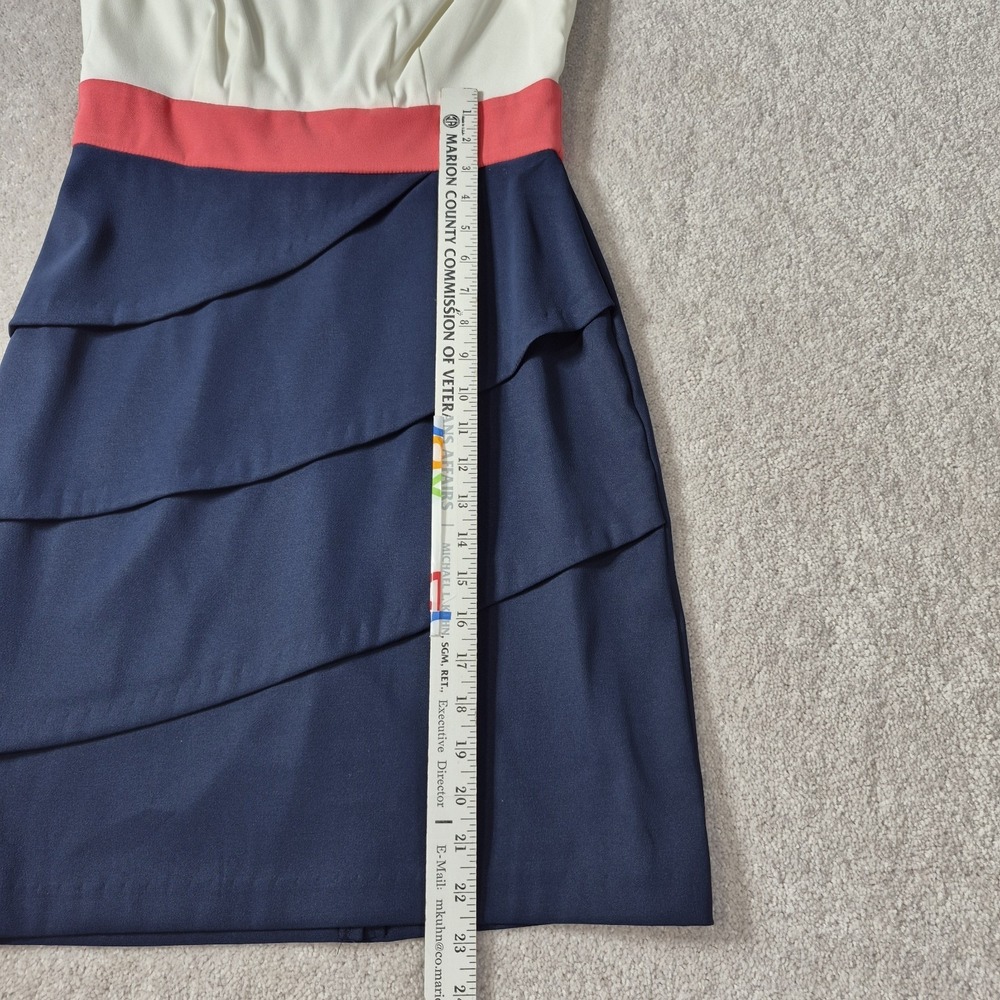 Dress Barn Sleeveless Dress Women Size 6 White Navy Blue Pink Prep Color Block - Picture 5 of 16